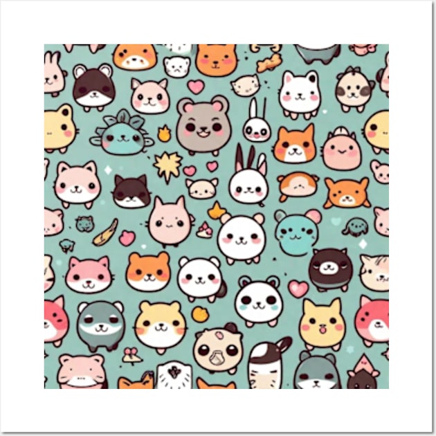 Cute animals cute kittens cute little cats pattern gift idea Wall Art by WeLoveAnimals